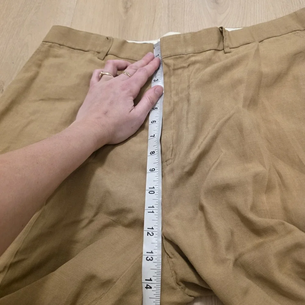 Polo Ralph Lauren Tan Pleated Linen Silk Classic Professional Dressy Pants Sz 38